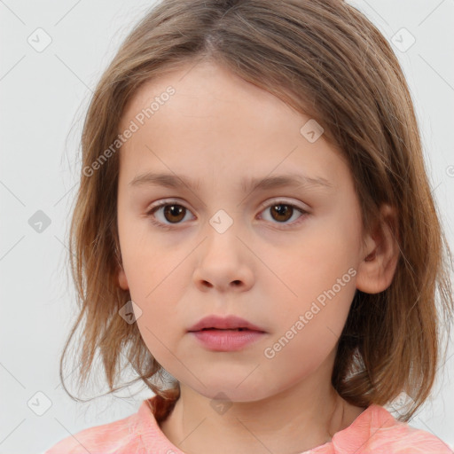 Neutral white child female with medium  brown hair and brown eyes