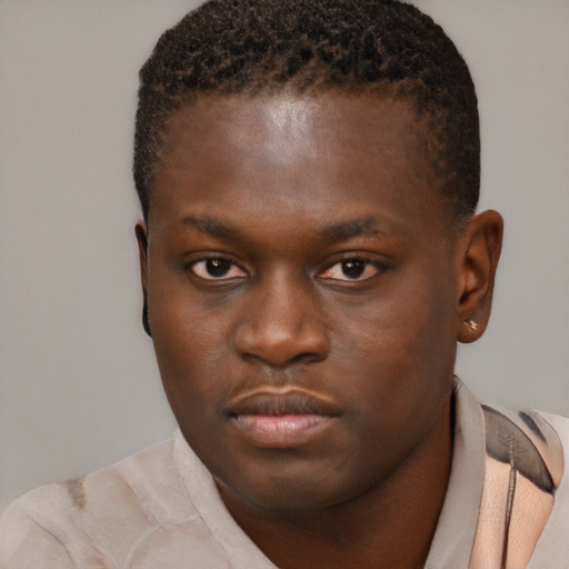 Neutral black young-adult male with short  brown hair and brown eyes