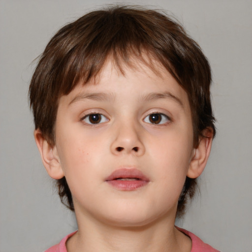 Neutral white child male with medium  brown hair and brown eyes