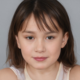 Neutral white child female with medium  brown hair and brown eyes