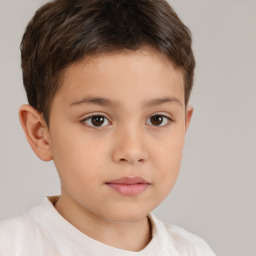 Neutral white child male with short  brown hair and brown eyes