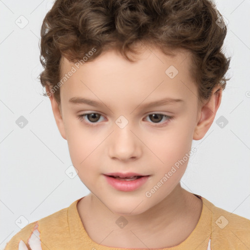 Neutral white child male with short  brown hair and brown eyes