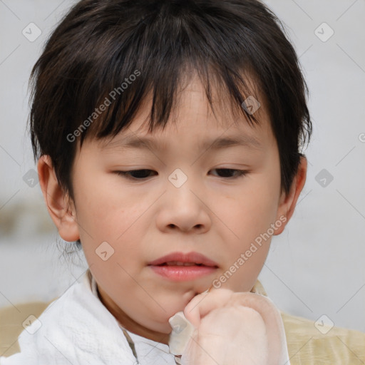 Neutral white child female with short  brown hair and brown eyes