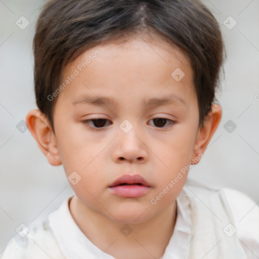 Neutral white child female with short  brown hair and brown eyes