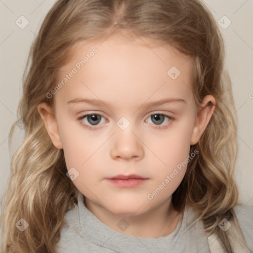 Neutral white child female with medium  brown hair and brown eyes