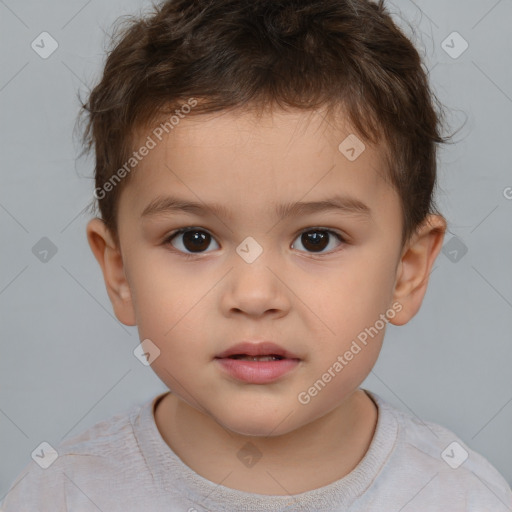 Neutral white child male with short  brown hair and brown eyes