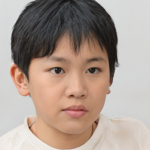 Neutral asian child female with short  brown hair and brown eyes