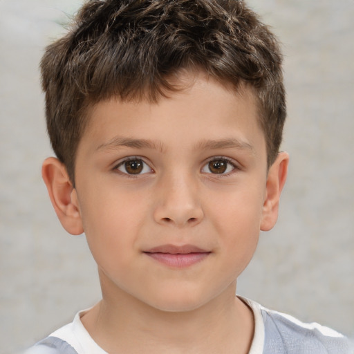 Neutral white child male with short  brown hair and brown eyes