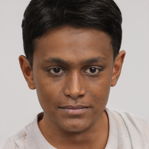 Neutral black young-adult male with short  brown hair and brown eyes