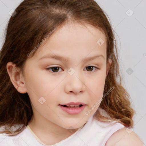 Neutral white child female with medium  brown hair and brown eyes