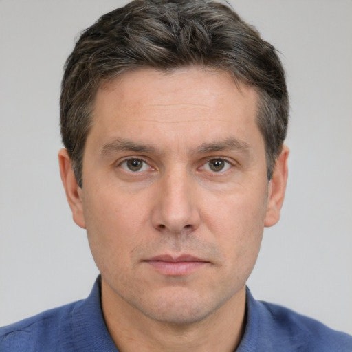 Neutral white adult male with short  brown hair and brown eyes