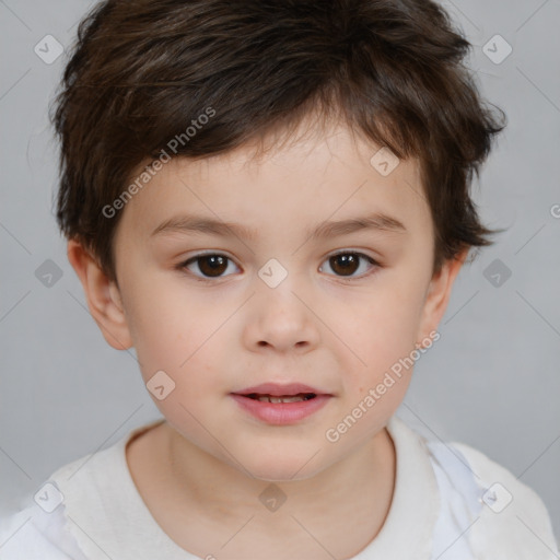 Neutral white child male with short  brown hair and brown eyes