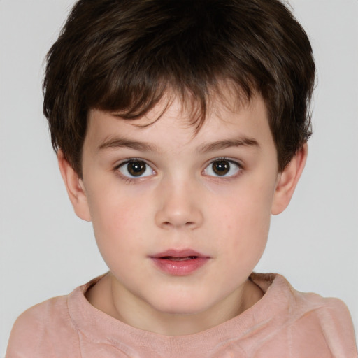 Neutral white child male with short  brown hair and brown eyes