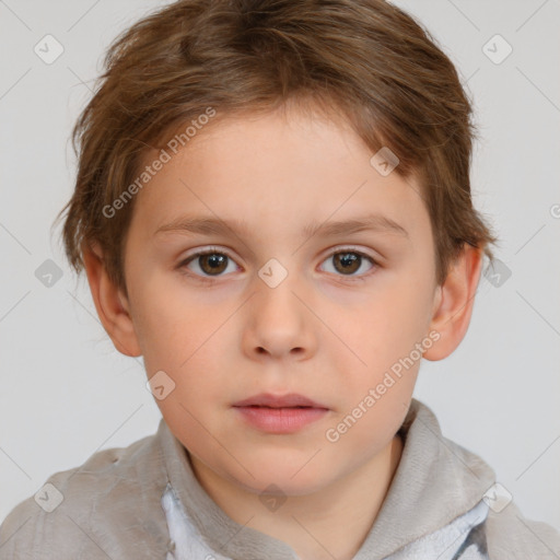 Neutral white child female with short  brown hair and brown eyes