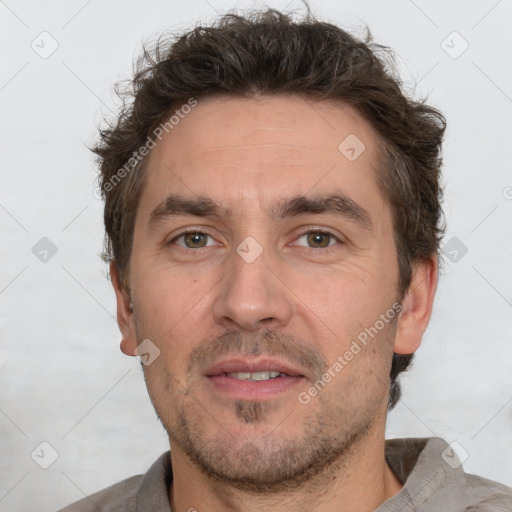 Neutral white adult male with short  brown hair and brown eyes