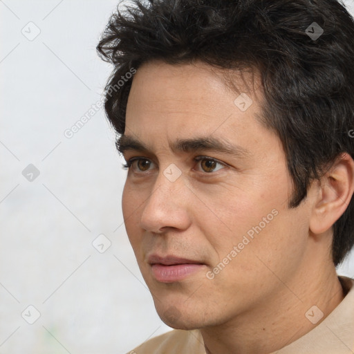 Neutral white adult male with short  brown hair and brown eyes