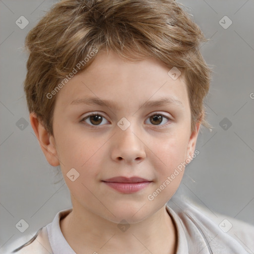 Neutral white child female with short  brown hair and brown eyes