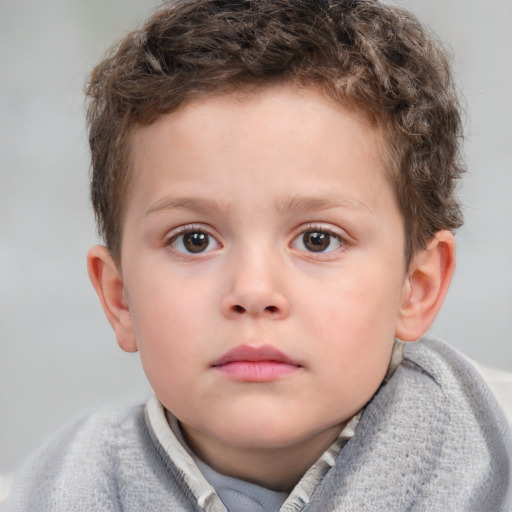 Neutral white child male with short  brown hair and blue eyes