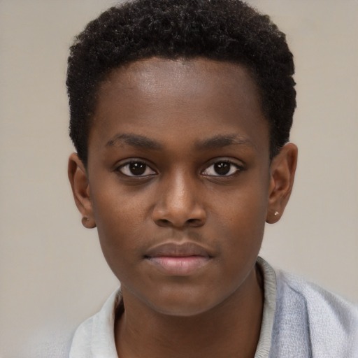 Neutral black child male with short  brown hair and brown eyes