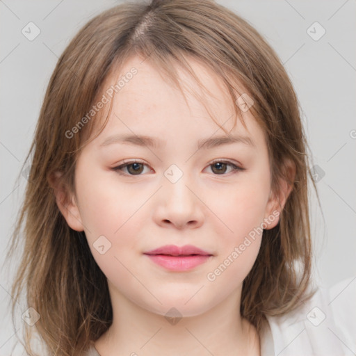 Neutral white child female with medium  brown hair and brown eyes