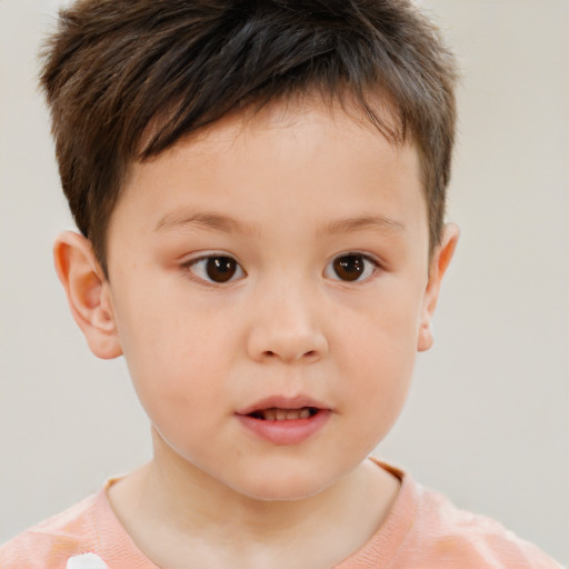 Neutral white child male with short  brown hair and brown eyes