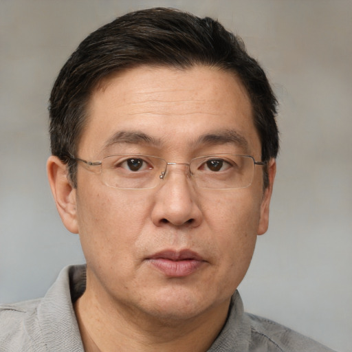 Neutral white adult male with short  brown hair and brown eyes