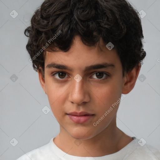 Neutral white child male with short  brown hair and brown eyes