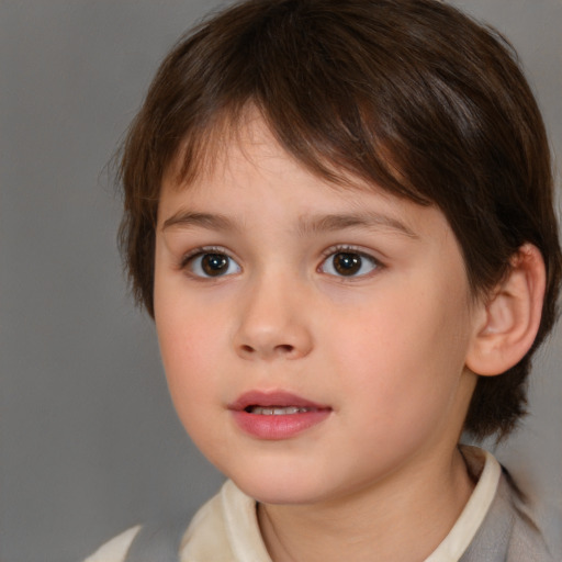 Neutral white child female with medium  brown hair and brown eyes