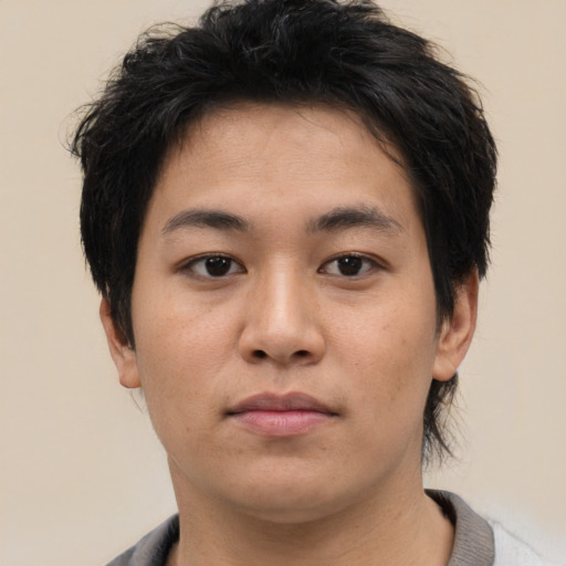 Neutral asian young-adult male with medium  brown hair and brown eyes
