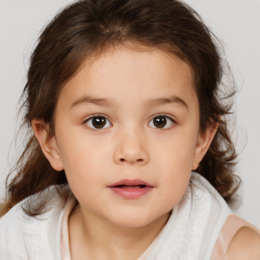 Neutral white child female with medium  brown hair and brown eyes