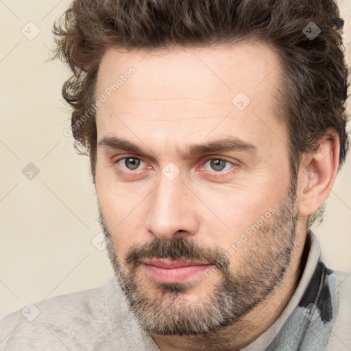 Neutral white adult male with short  brown hair and brown eyes