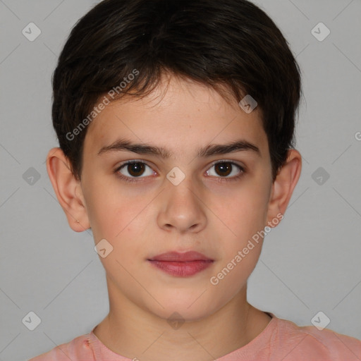 Neutral white child male with short  brown hair and brown eyes