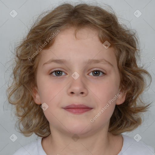 Neutral white child female with medium  brown hair and brown eyes