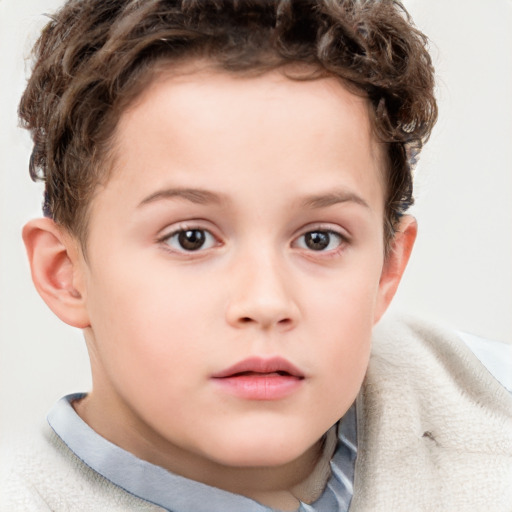 Neutral white child female with short  brown hair and brown eyes