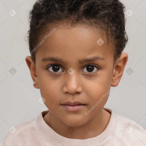 Neutral white child female with short  brown hair and brown eyes