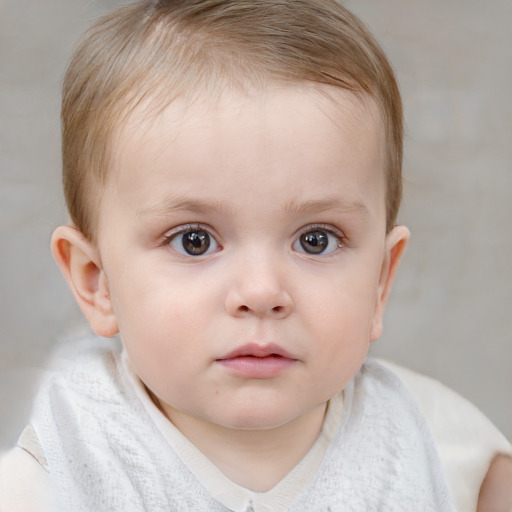 Neutral white child female with short  brown hair and blue eyes