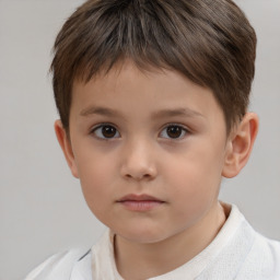 Neutral white child male with short  brown hair and brown eyes