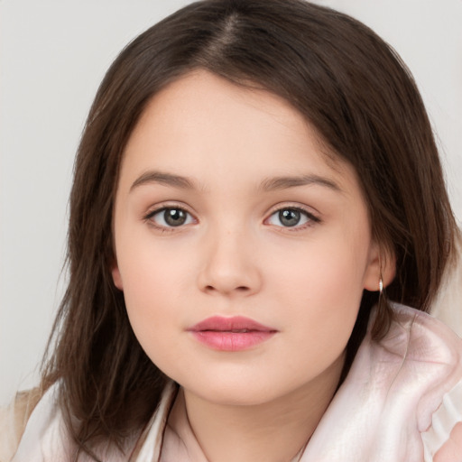 Neutral white child female with medium  brown hair and brown eyes