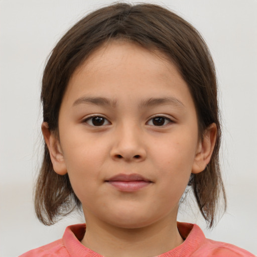 Neutral white child female with medium  brown hair and brown eyes