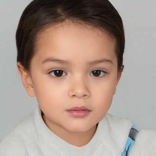 Neutral white child female with short  brown hair and brown eyes