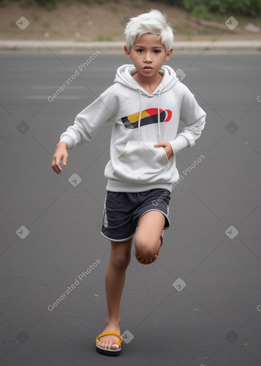 Peruvian child boy with  white hair