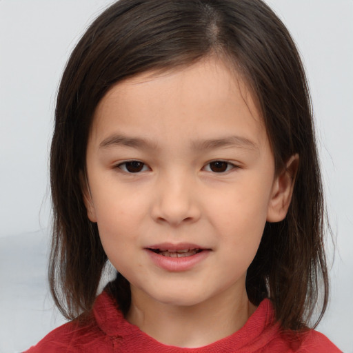 Neutral white child female with medium  brown hair and brown eyes