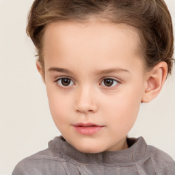 Neutral white child female with short  brown hair and brown eyes