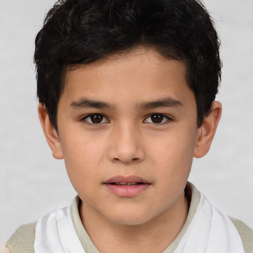 Neutral white child male with short  brown hair and brown eyes