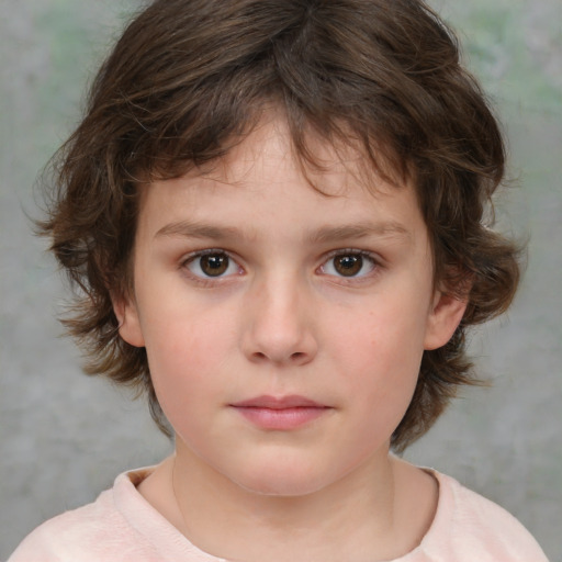 Neutral white child female with medium  brown hair and brown eyes