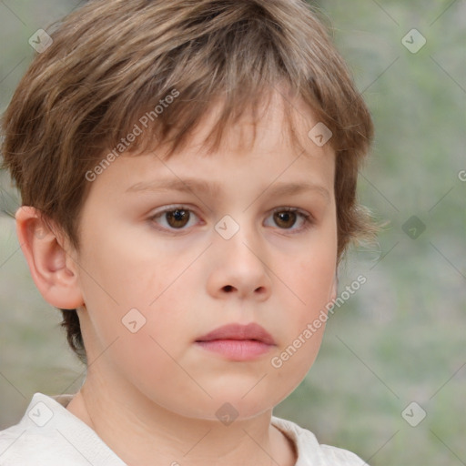 Neutral white child male with short  brown hair and brown eyes