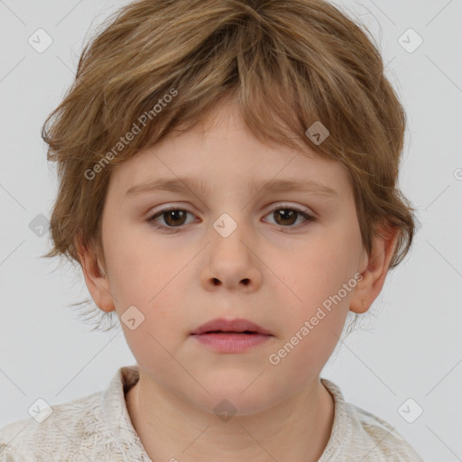 Neutral white child male with short  brown hair and brown eyes