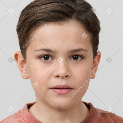 Neutral white child male with short  brown hair and brown eyes