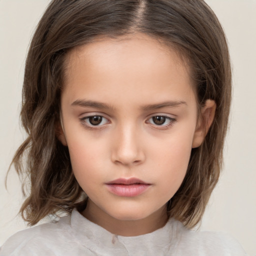 Neutral white child female with medium  brown hair and brown eyes