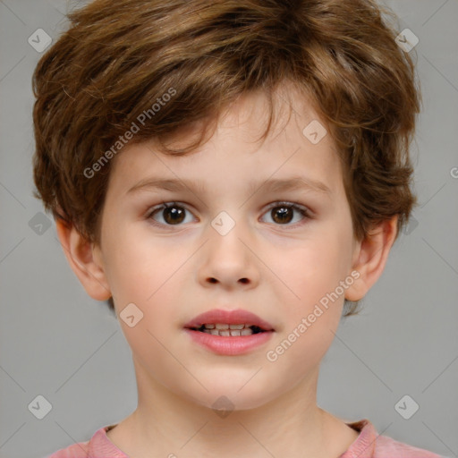 Neutral white child male with short  brown hair and brown eyes